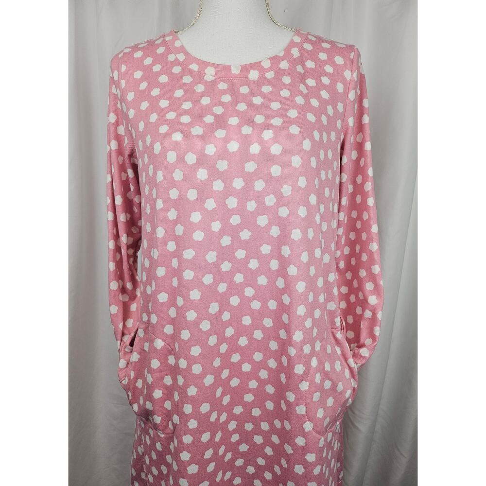 KATE SPADE WOMEN’S LOUNGE/SLEEP LONG SLEEVE DRESS – PINK W/ WHITE STARS – SIZE S - Picture 4 of 8